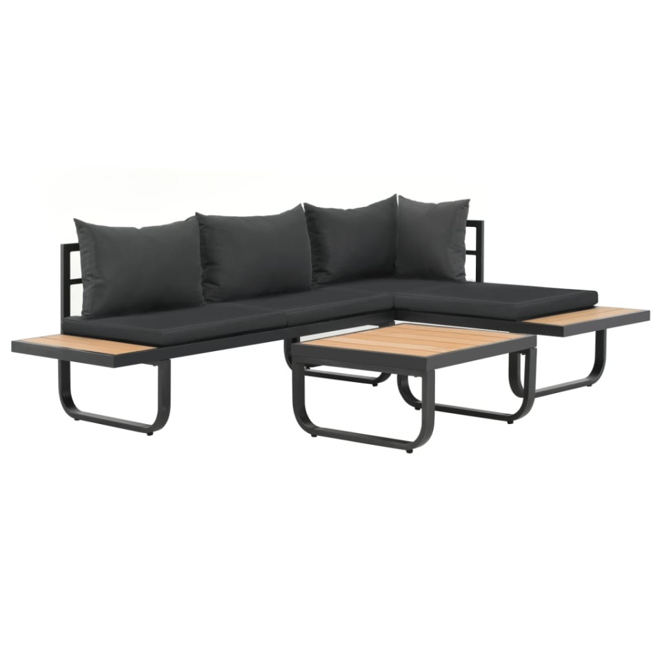 Set canapea de grădină colțar cu perne, 2 piese, aluminiu, WPC - 3 | YEO
