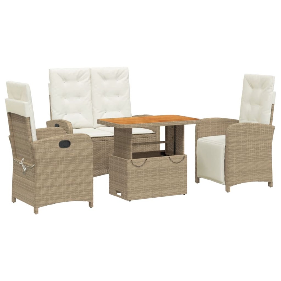Set canapele de grădină, 4 piese, cu perne, bej, poliratan - 1 | YEO