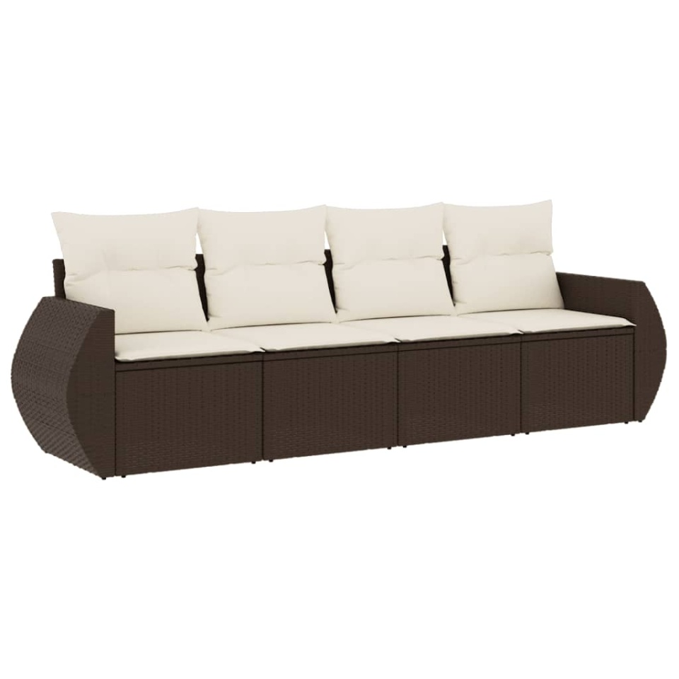 Set canapele de grădină, 4 piese, cu perne, maro poliratan maro - 1 | YEO
