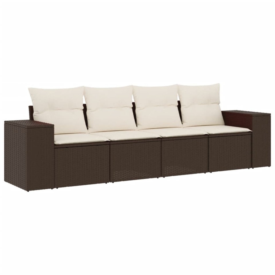 Set canapele de grădină, 4 piese, cu perne, maro poliratan maro - 1 | YEO