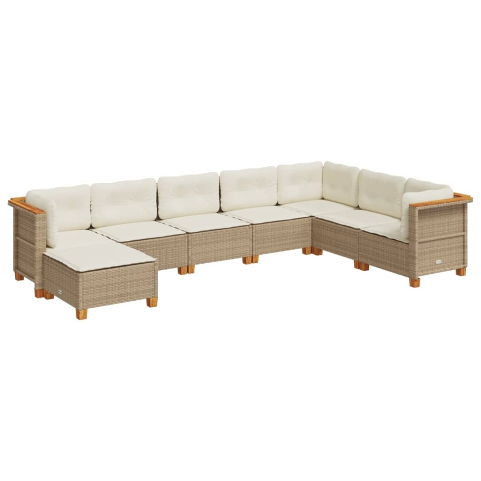 Set canapele de grădină, 8 piese, cu perne, bej, poliratan - 1 | YEO