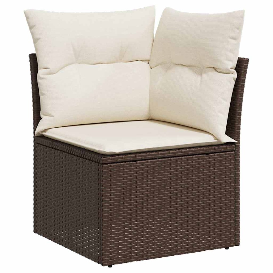 Set canapele de grădină cu perne, 5 piese, maro, poliratan - 3 | YEO