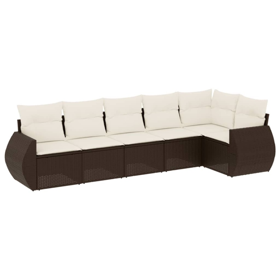 Set canapele de grădină cu perne, 6 piese, maro, poliratan - 1 | YEO