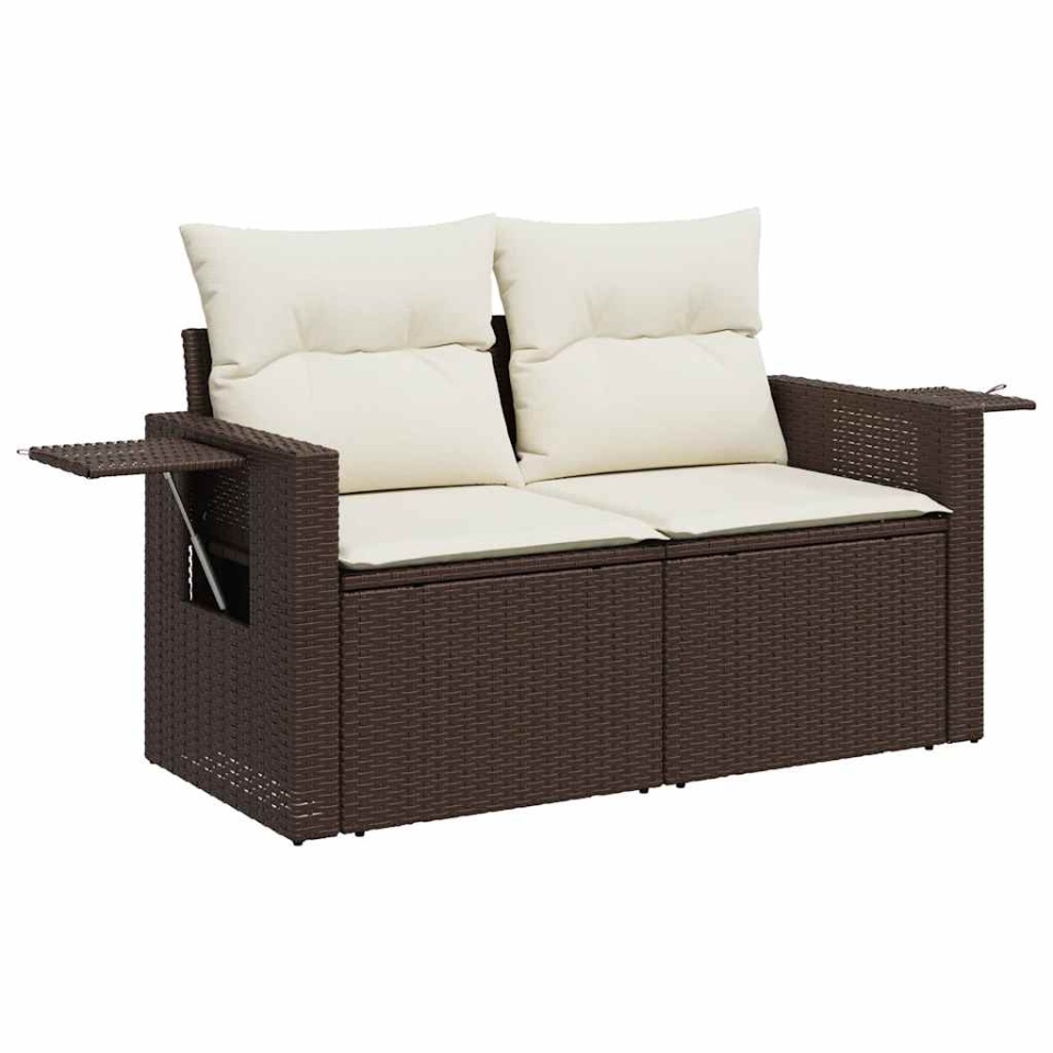 Set canapele de grădină cu perne, 7 piese, maro, poliratan - 3 | YEO
