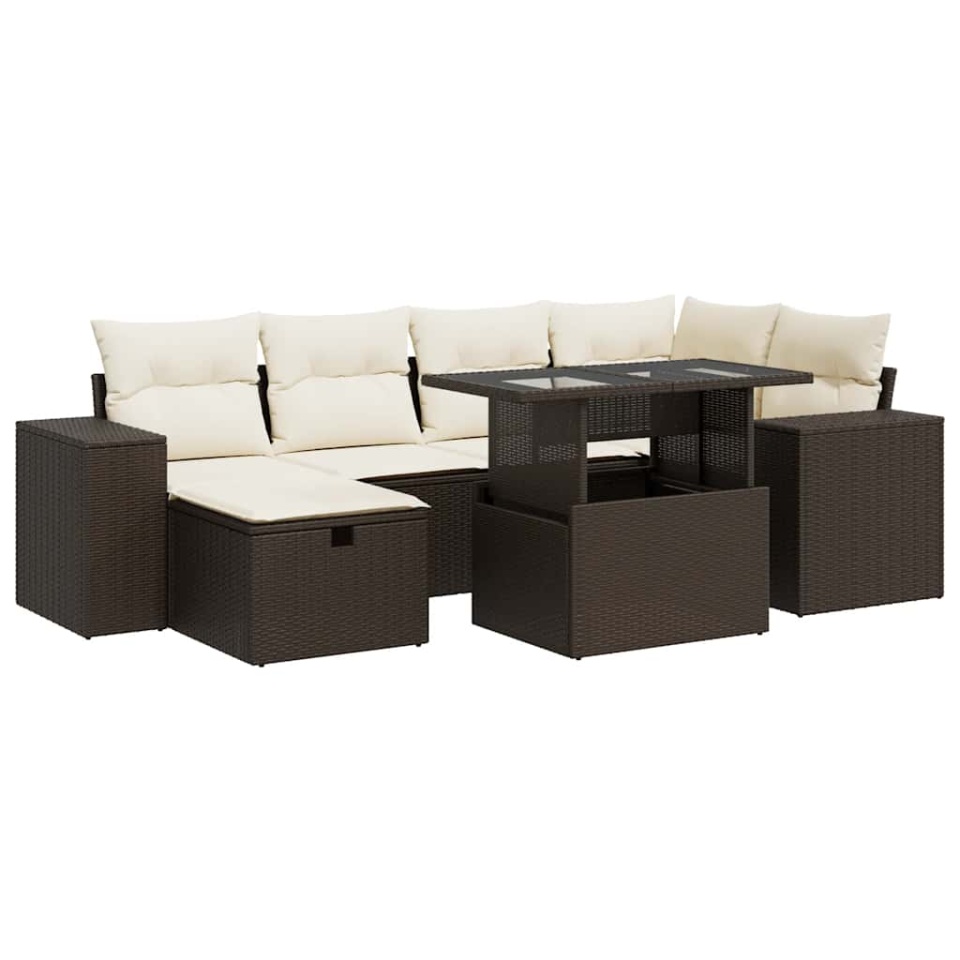 Set canapele de grădină cu perne, 8 piese, maro, poliratan - 1 | YEO
