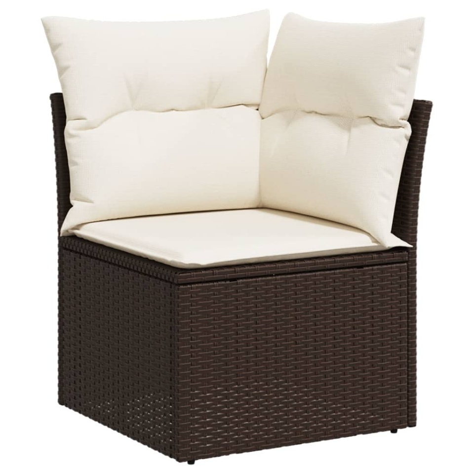 Set canapele de grădină cu perne, 9 piese, maro, poliratan - 3 | YEO