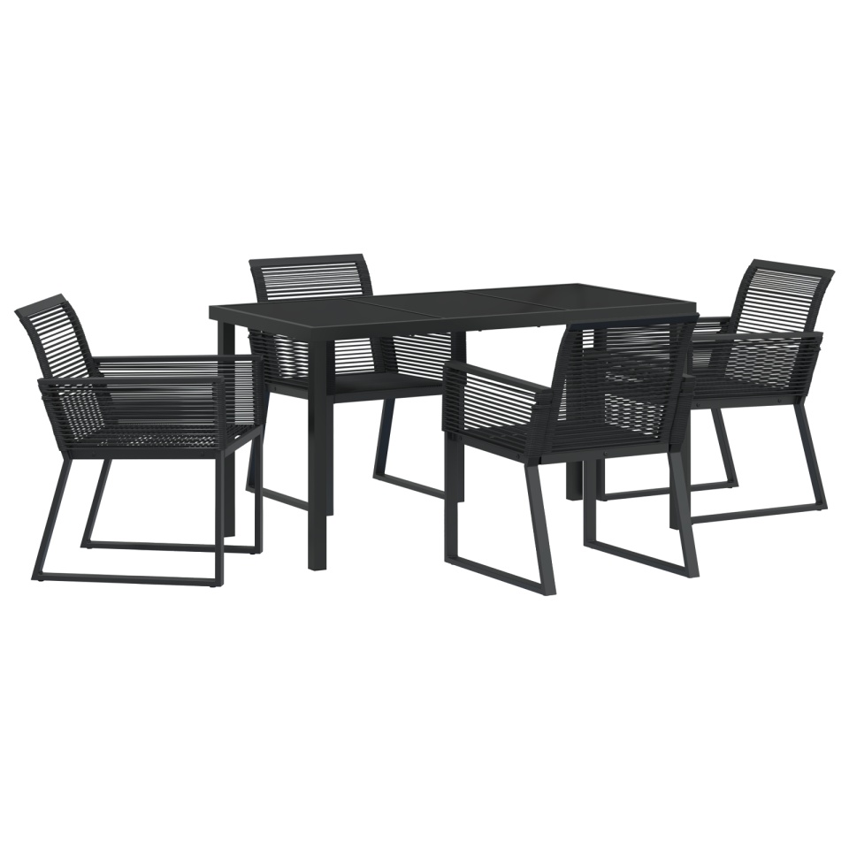 Set Cină Grădină 5 Piese Ratan Poli Negru - 1 | YEO