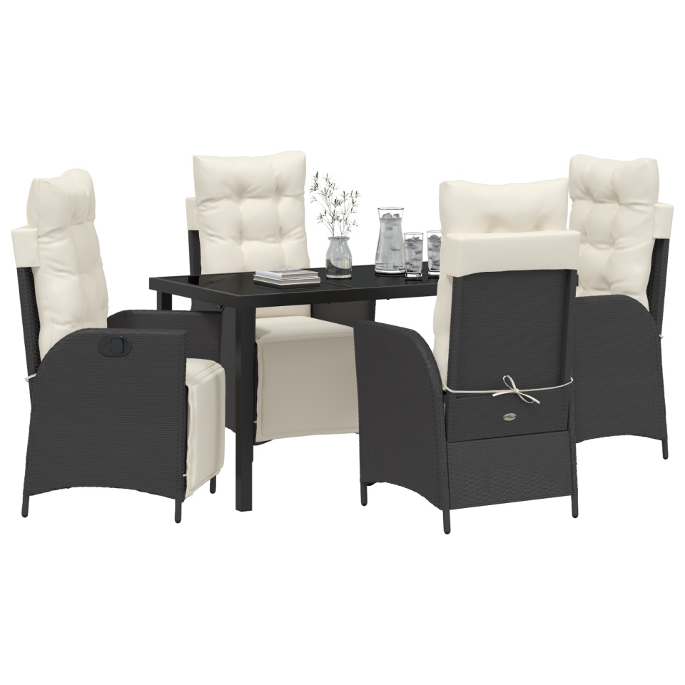 Set de 5 Mobilier pentru Grădină Ratan Poly Negru - 2 | YEO