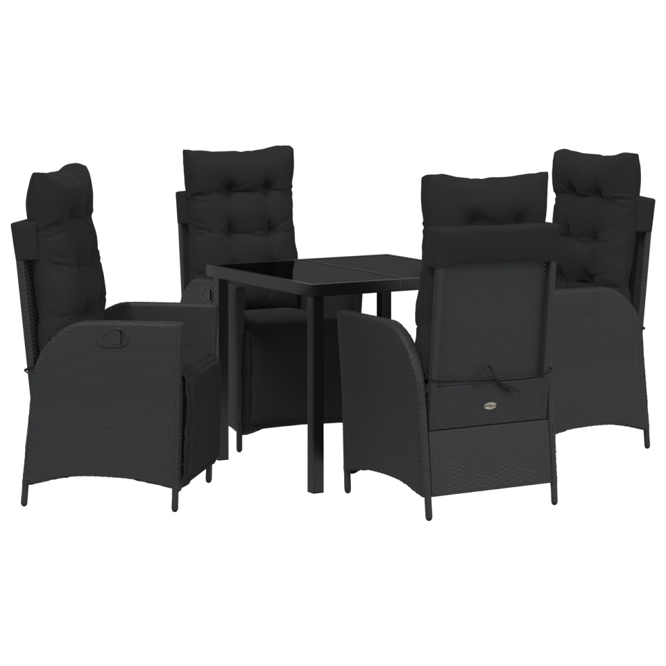 Set de 5 piese pentru servirea mesei în grădină din ratan negru - 1 | YEO