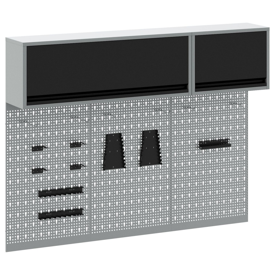 Set de Cabinet pentru Unelte și Panou cu Cuie 5 Piese Montat pe Perete Metal Negru - 1 | YEO