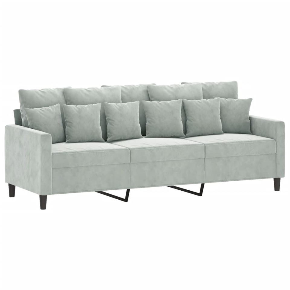 Set de canapele cu perne, 2 piese, gri deschis, catifea - 3 | YEO