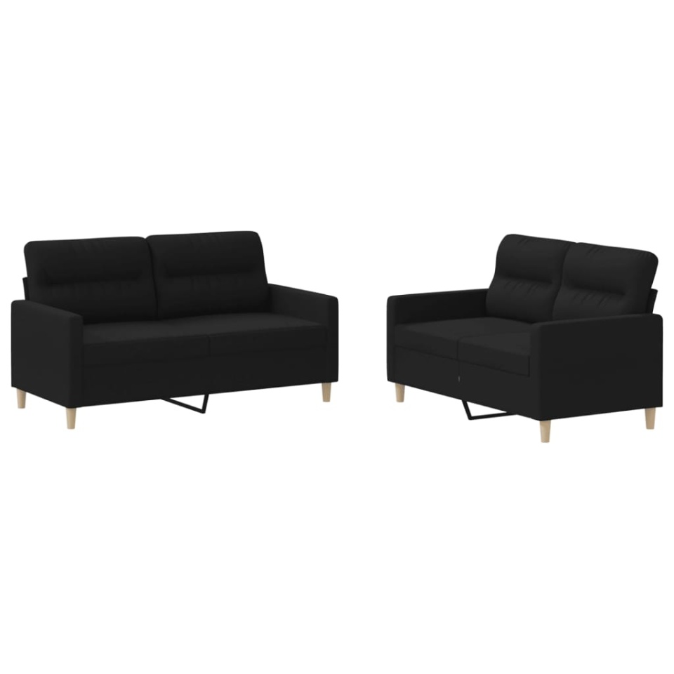 Set de canapele cu perne, 2 piese, negru, textil - 1 | YEO