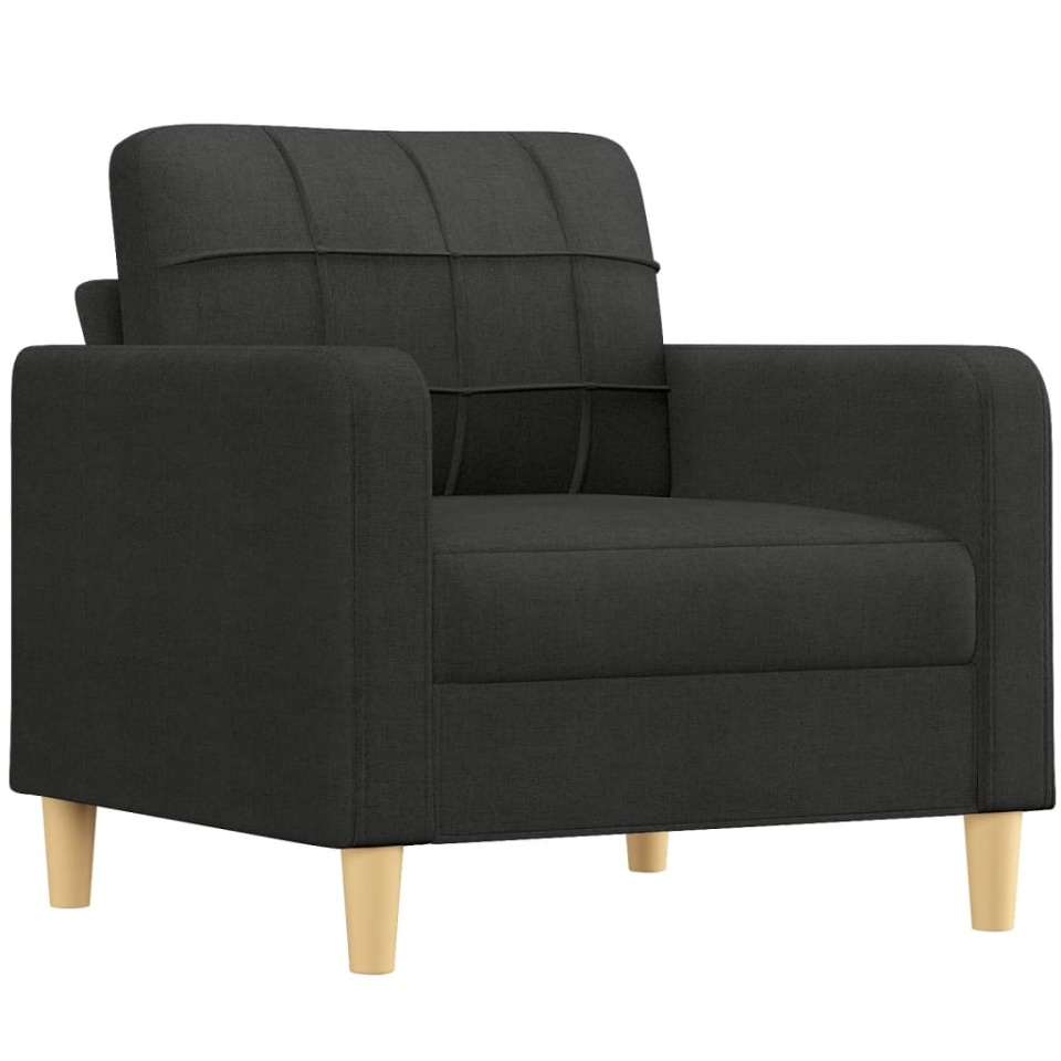 Set de canapele cu perne, 3 piese, negru, textil - 2 | YEO