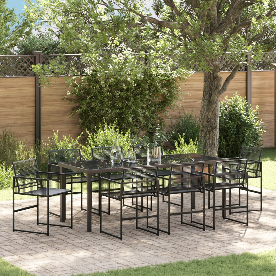 Set de dining 9 piese ratan polimeric negru