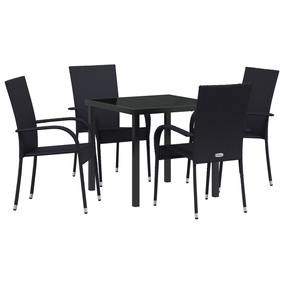 Set de dining de 5 piese pentru grădină Negru Poliratan - 1 | YEO