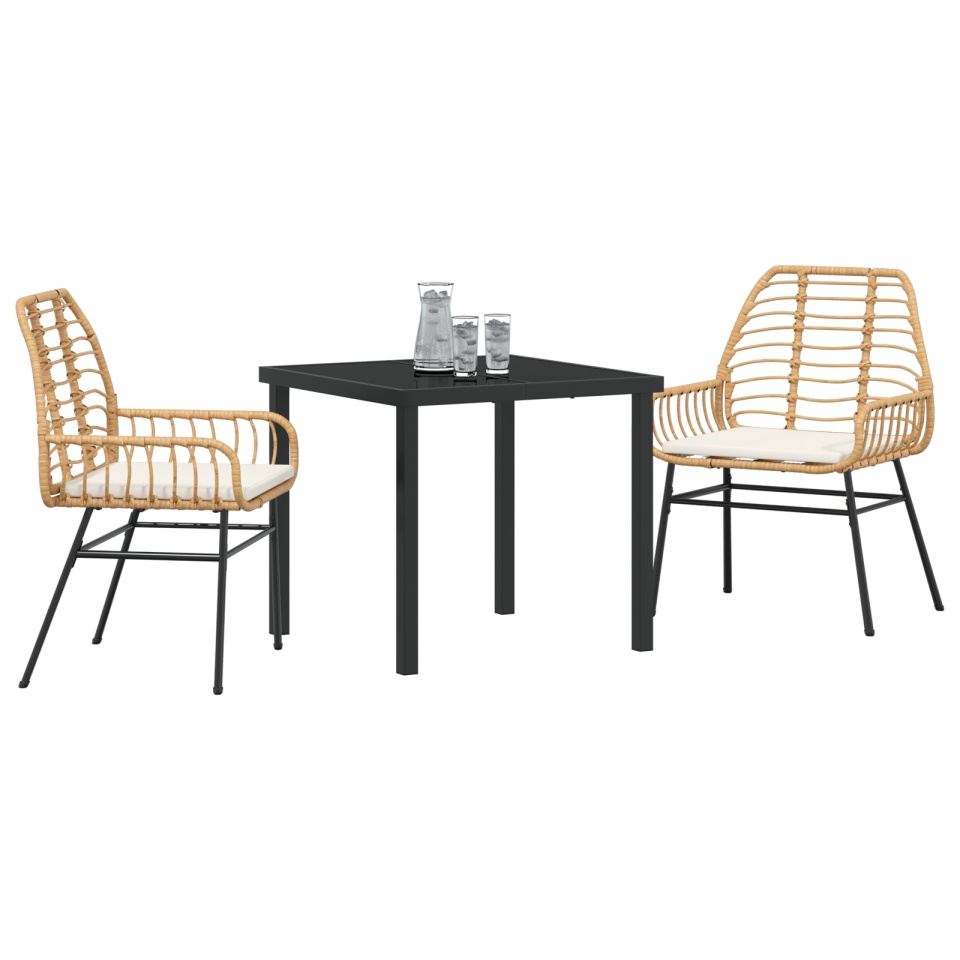 Set de dining de grădină 3 piese cu perne Maro Poliratan - 2 | YEO