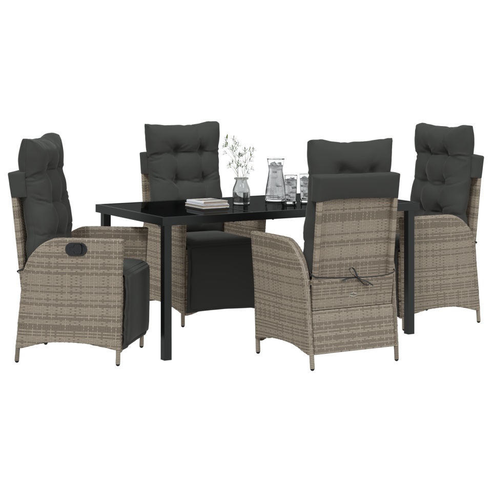 Set de dining de grădină 5 piese Gri Ratan Poli - 2 | YEO