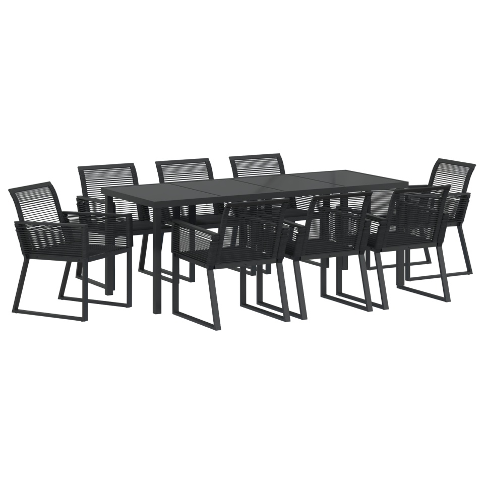 Set de dining de grădină 9 piese Negru Poliratan - 1 | YEO