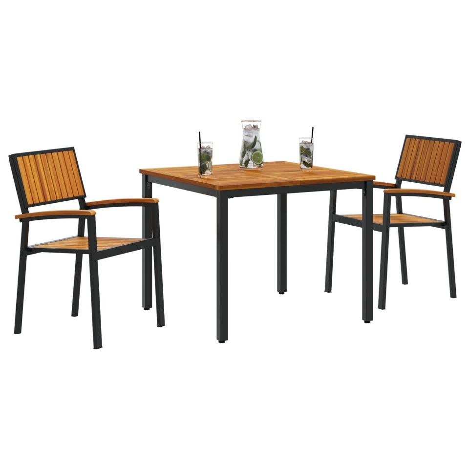 Set de dining pentru grădină 3 piese din lemn solid de acacia și metal - 2 | YEO
