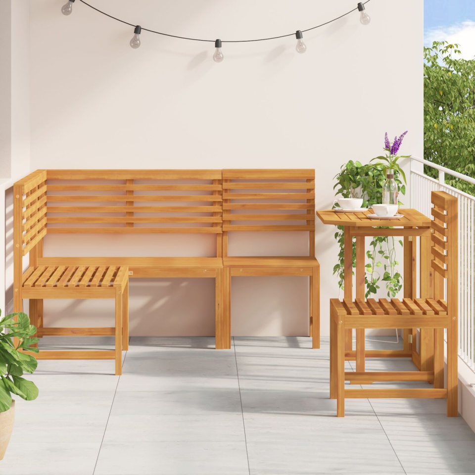 Set de dining pentru grădină 4 piese - Lemn de acacia masiv - 3 | YEO