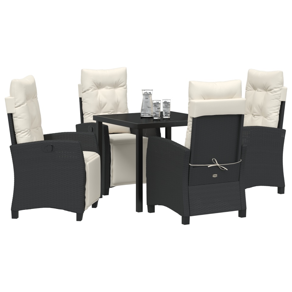 Set de dining pentru grădină 5 piese Rattan PE negru - 2 | YEO