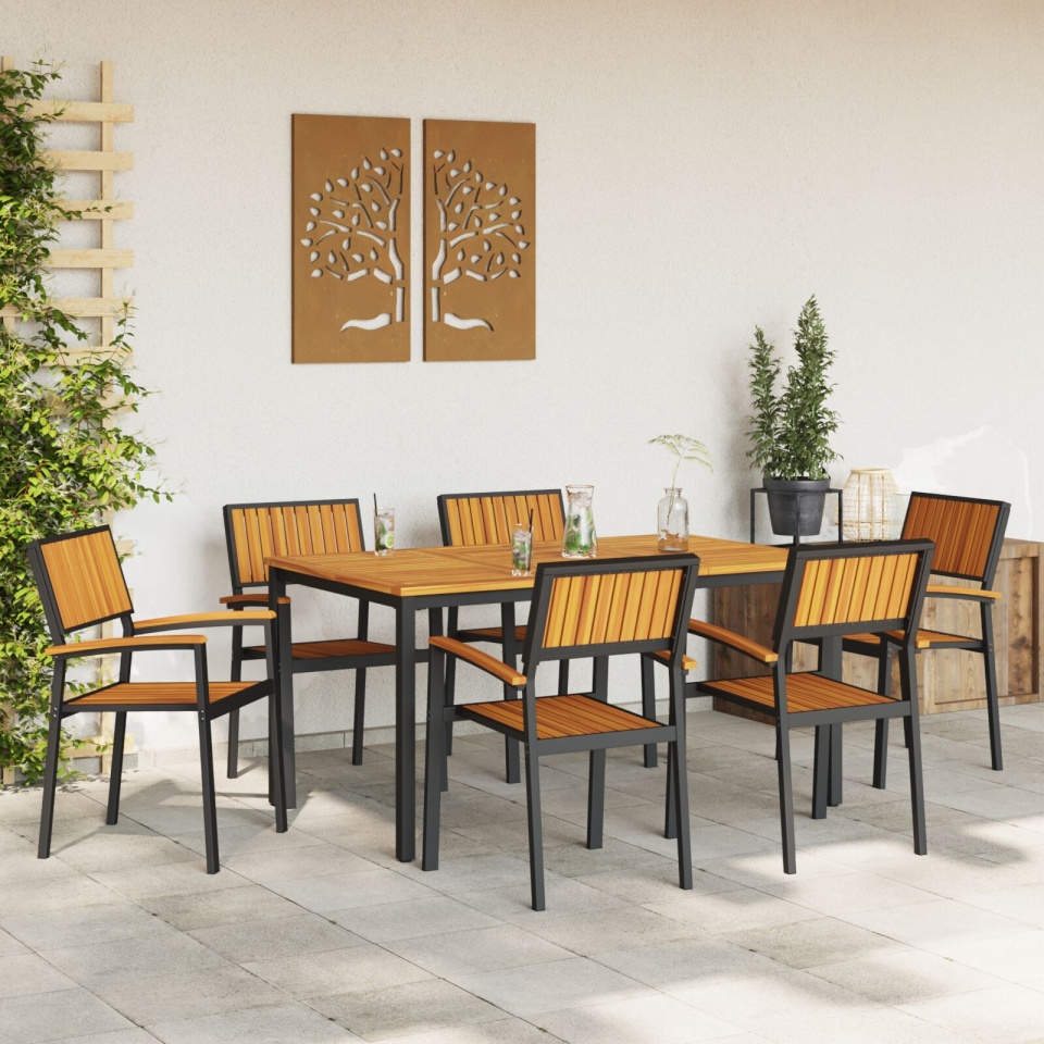 Set de dining pentru grădină 7 piese din lemn solid de acacia și metal - 3 | YEO