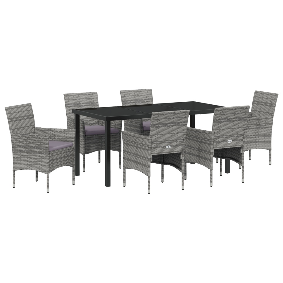 Set de Dining pentru Grădină 7 Piese Gri Ratan Polifibră - 1 | YEO