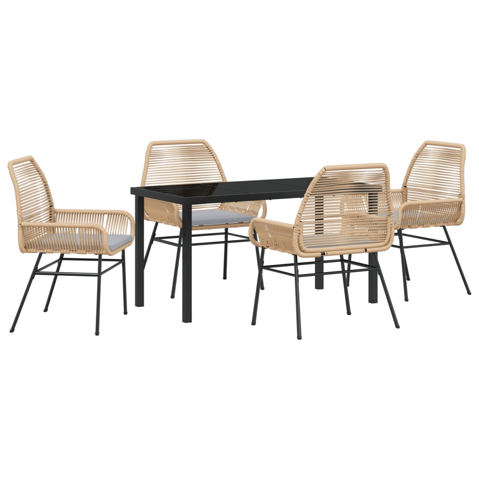 Set de Dining pentru Grădină cu Perne Maro Poliratan - 1 | YEO