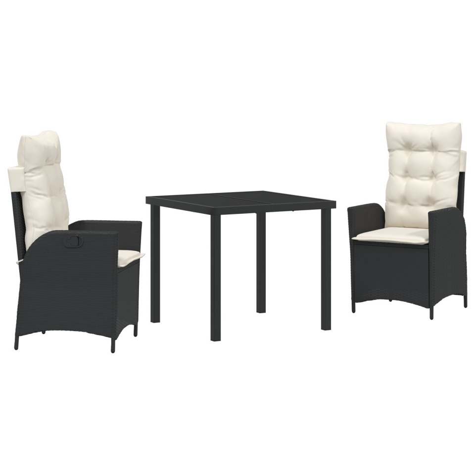 Set de dining pentru grădină de 3 piese cu perne bej din poliratan - 1 | YEO