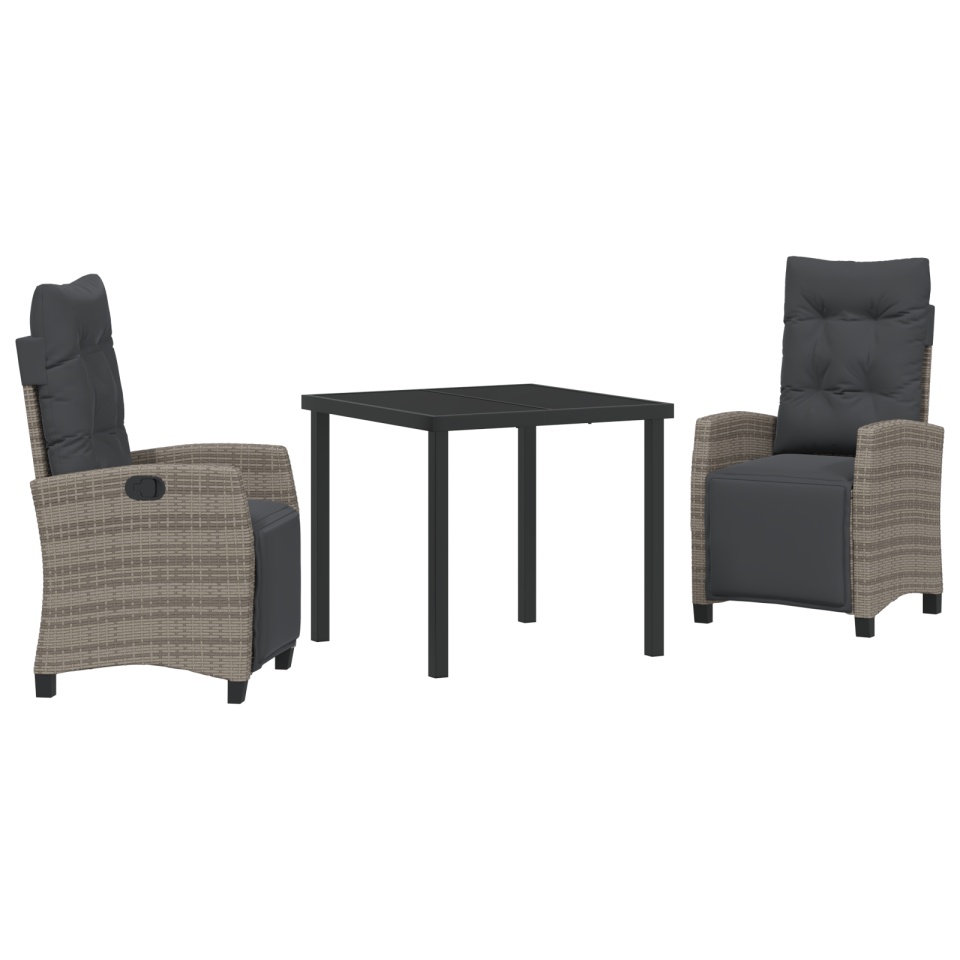 Set de Dining pentru Grădină de 3 Piese Gri Rattan PE - 1 | YEO