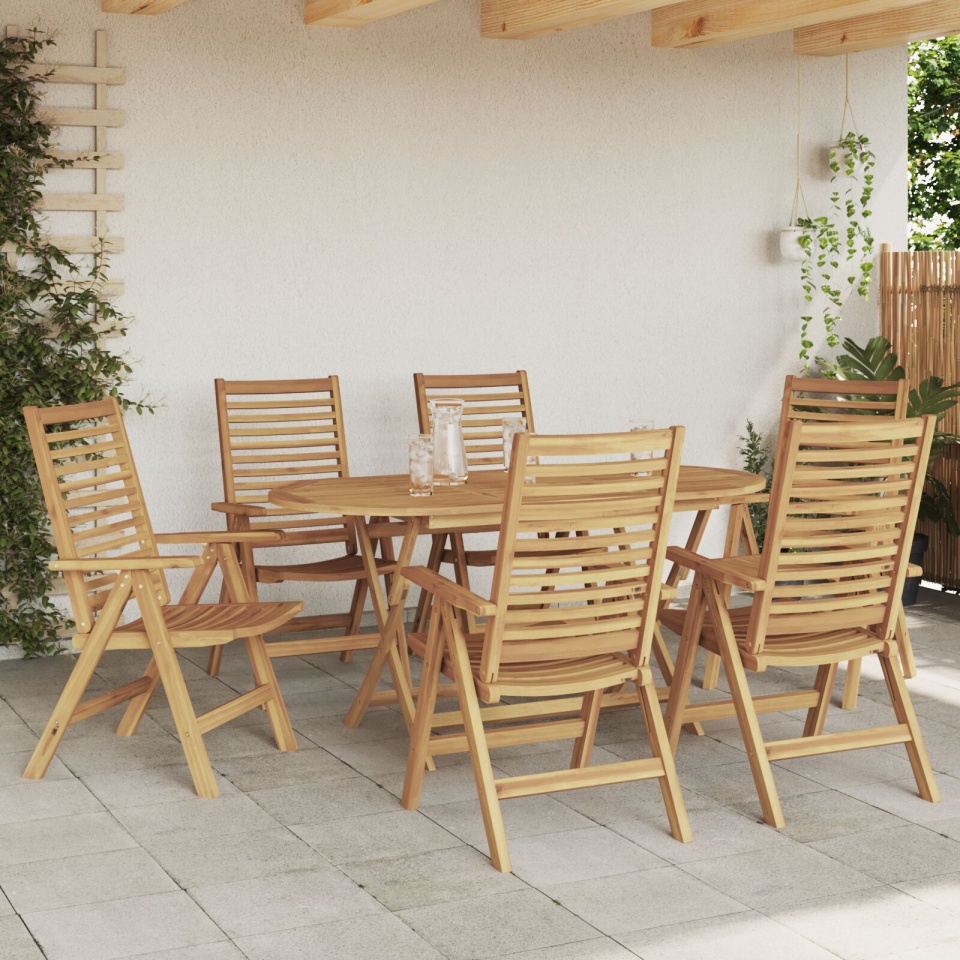 Set de dining pliabil 7 piese lemn solid tec , Scaune grădină 2 buc lemn solid tec - 3 | YEO