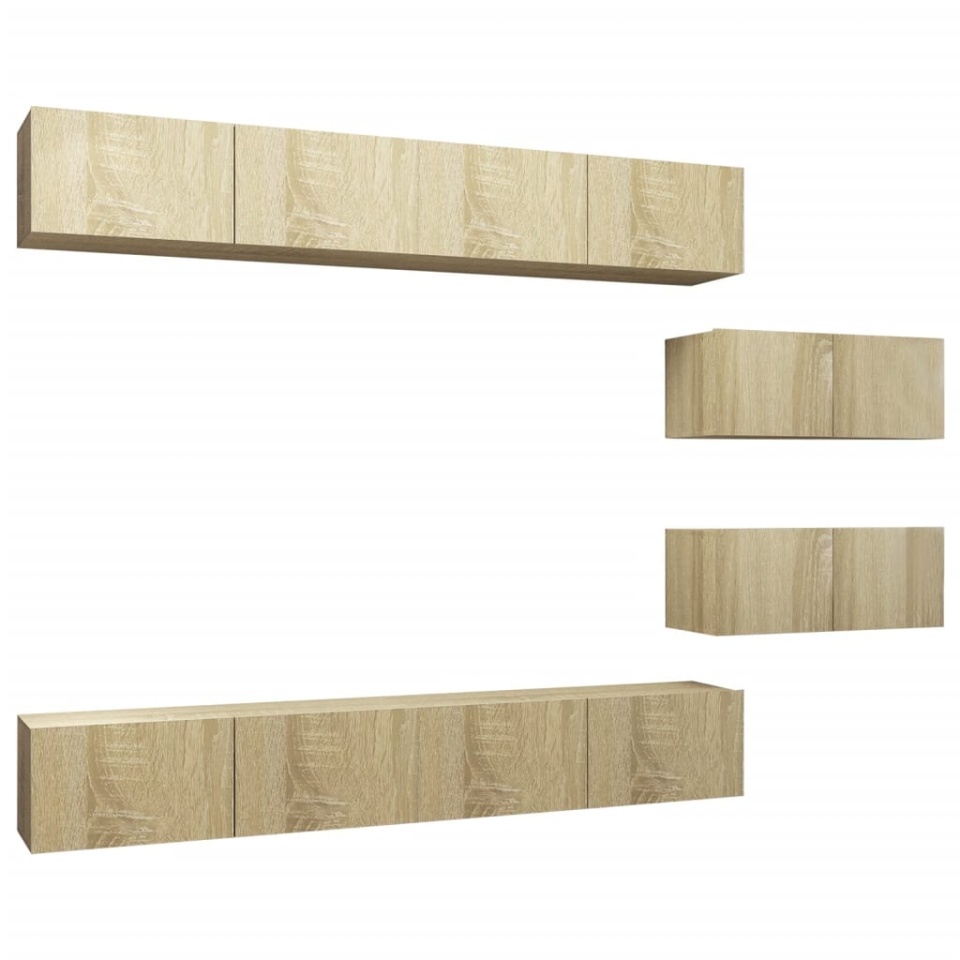 Set de dulapuri TV, 6 piese, stejar sonoma, lemn prelucrat - 1 | YEO