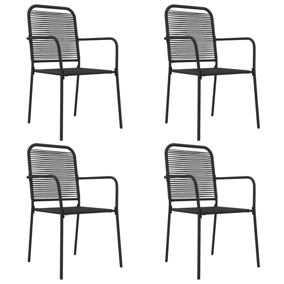 Set de masă grădină, 5 piese, frânghie neagră din bumbac & oțel - 3 | YEO