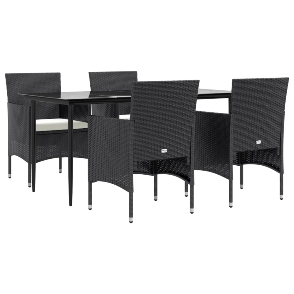 Set de masă pentru grădină, 5 piese, cu perne, negru - 2 | YEO