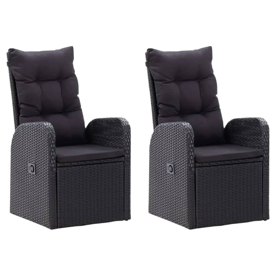 Set de masă pentru grădină, 7 piese, cu perne, negru - 2 | YEO