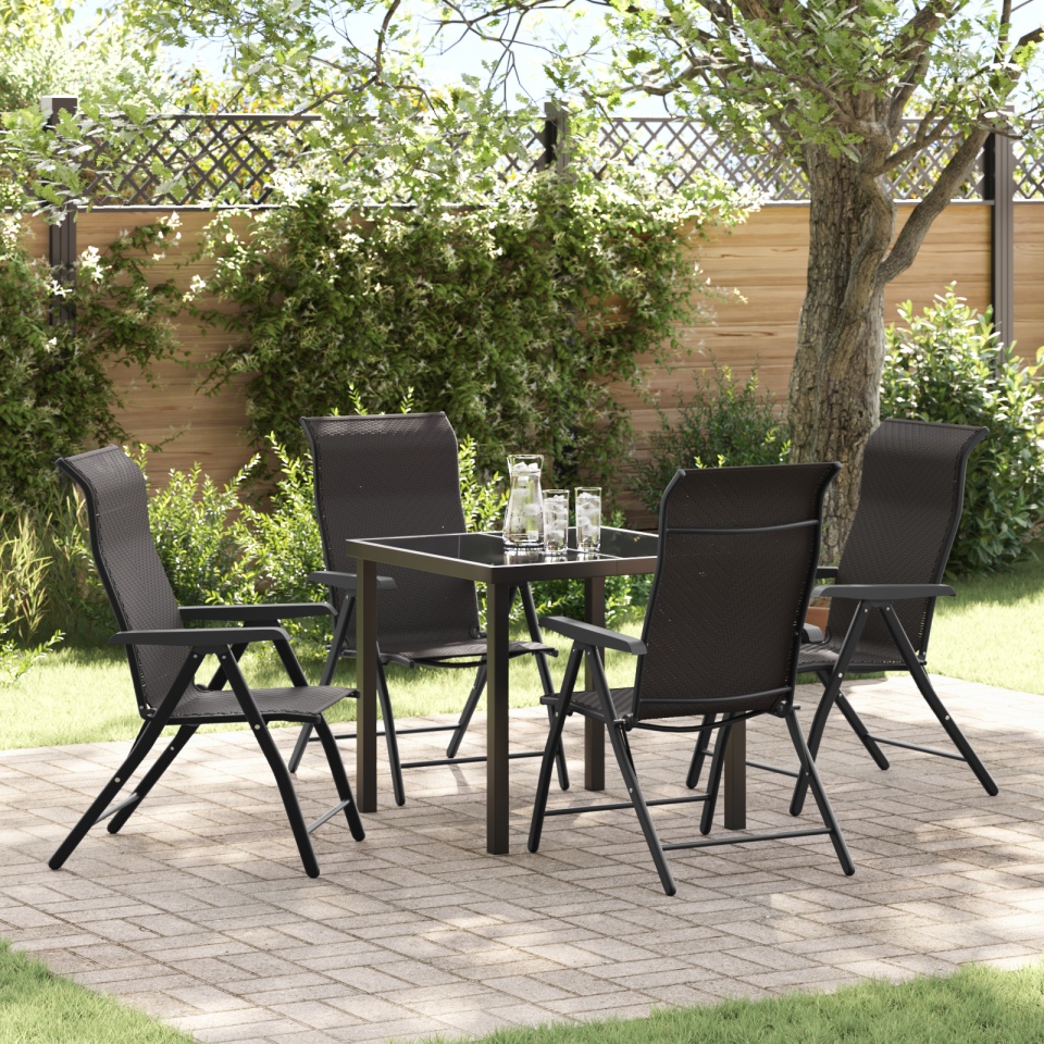 Set de mese de grădină 5 piese Negru PE Rattan