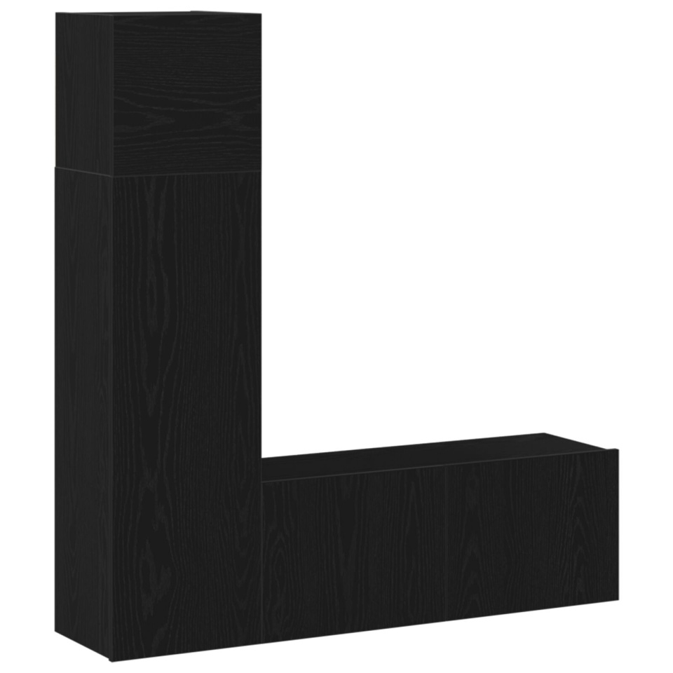 Set de mobilă pentru televizor 3 piese Negru Stejar Lemn prelucrat - 1 | YEO