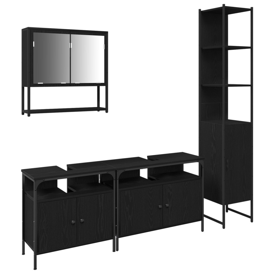 Set de mobilier baie 4 piese Stejar negru Lemn prelucrat - 1 | YEO