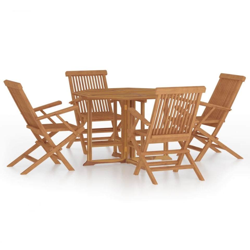 Set de mobilier de exterior pliabil, 5 piese, lemn masiv de tec - 1 | YEO