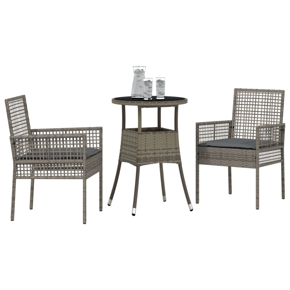 Set de Mobilier pentru Dining Set de 3 Gri Ratan Rezistent - 2 | YEO