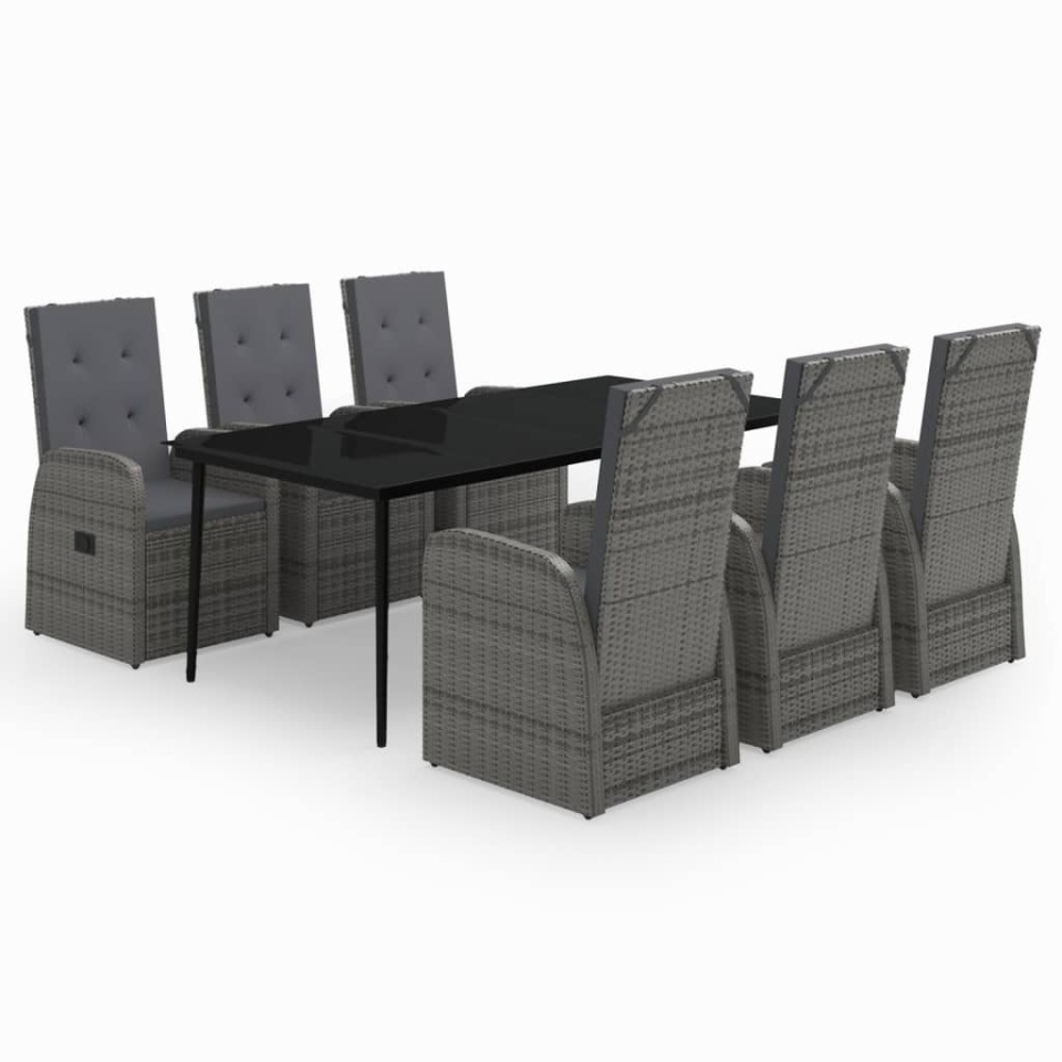 Set de mobilier pentru grădină, cu perne, 7 piese, gri - 1 | YEO
