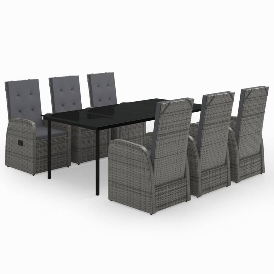 Set de mobilier pentru grădină, cu perne, 7 piese, gri - 1 | YEO