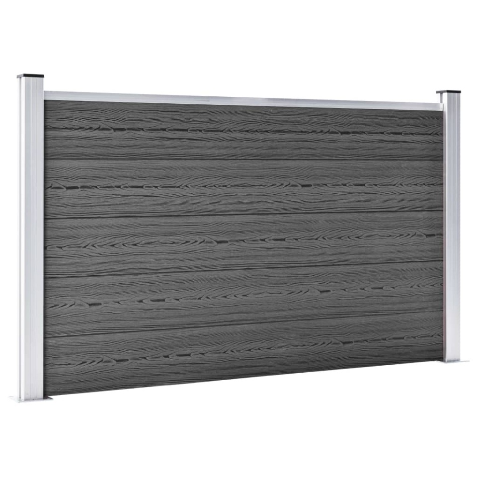 Set de panouri de gard, negru, 353 x 105 cm, WPC - 2 | YEO