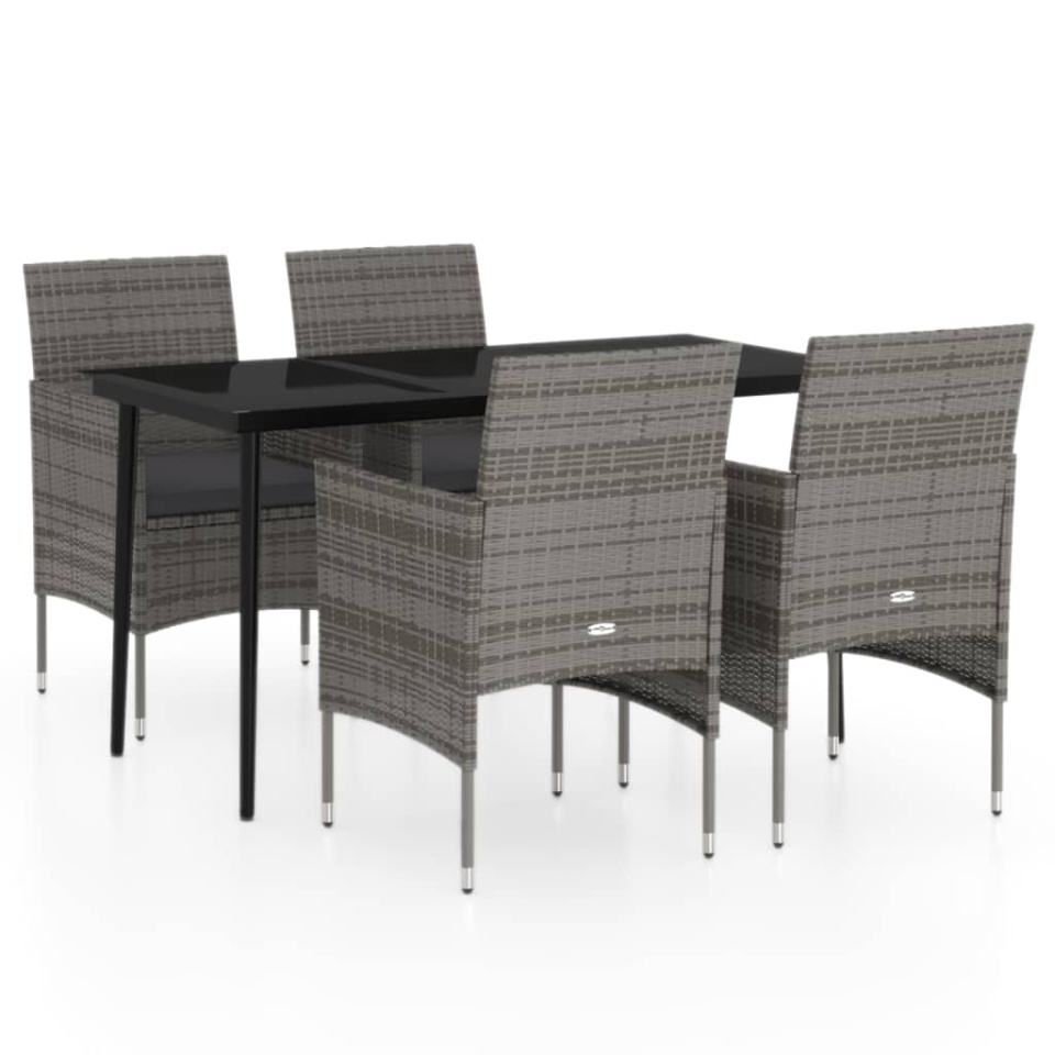 Set de servit masa pentru grădină, 5 piese, gri și negru - 1 | YEO