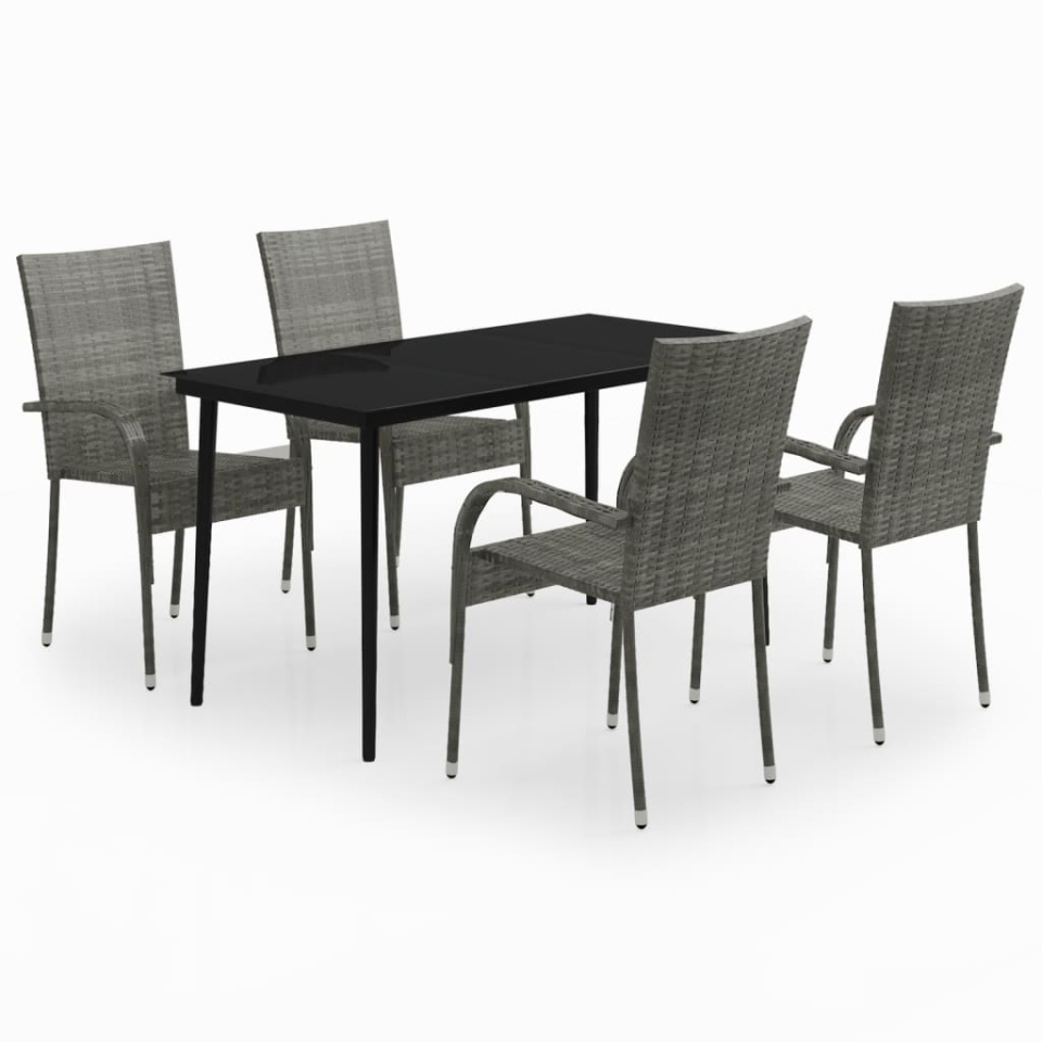 Set de servit masa pentru grădină, 5 piese, gri și negru - 1 | YEO