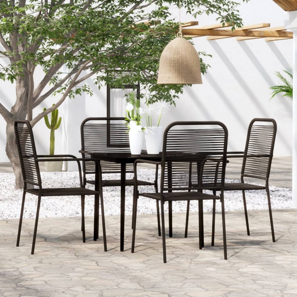 Set de servit masa pentru grădină, 5 piese, negru