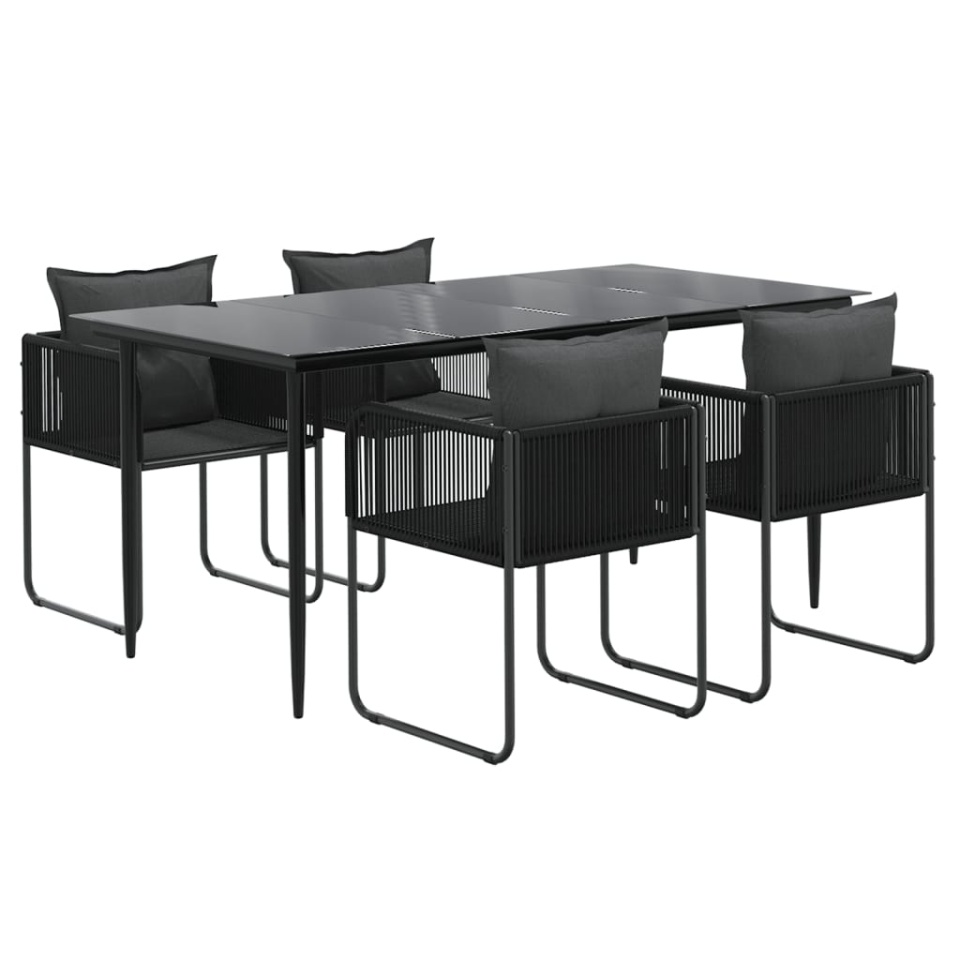 Set de servit masa pentru grădină, 5 piese, negru - 2 | YEO