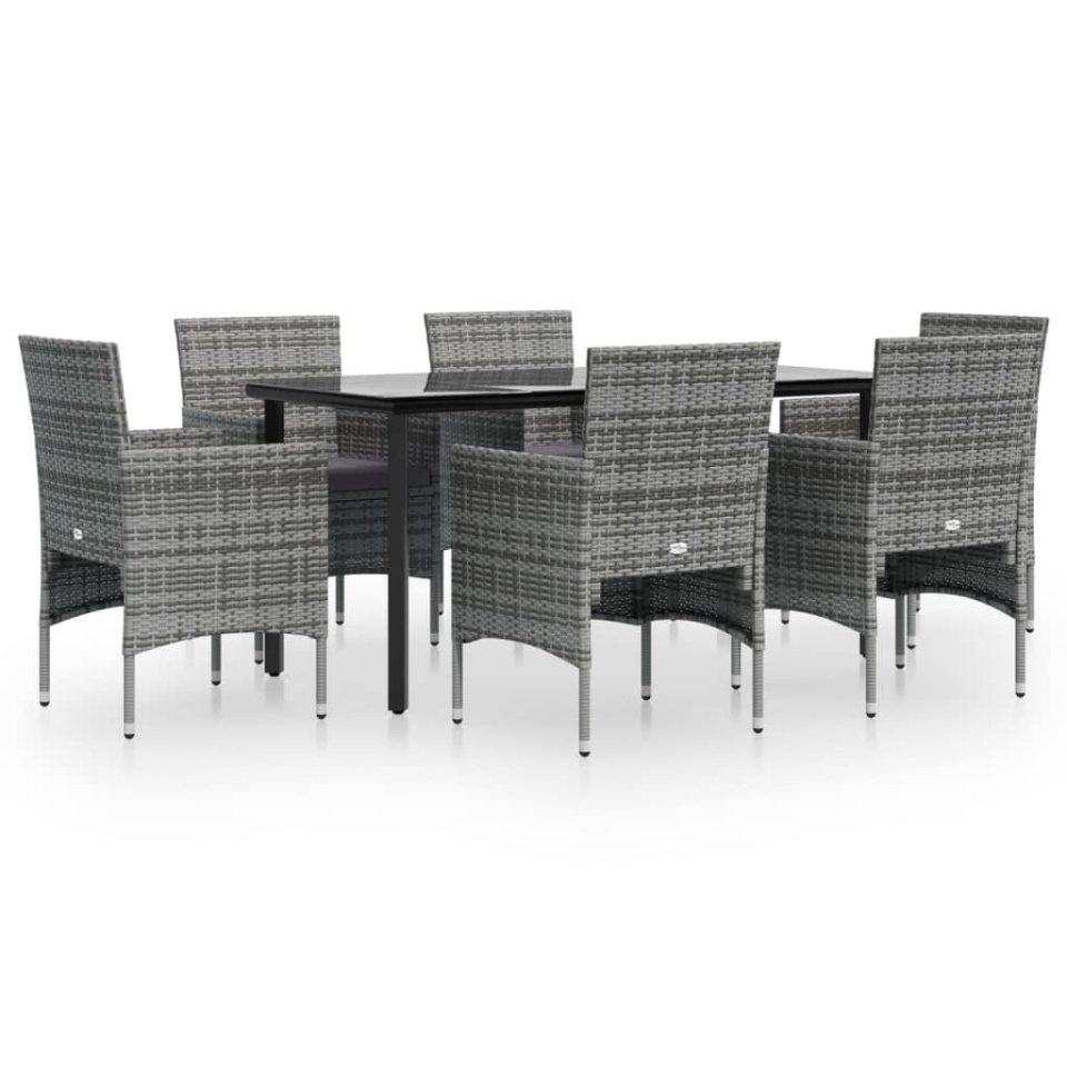 Set de servit masa pentru grădină, 7 piese, gri și negru - 1 | YEO