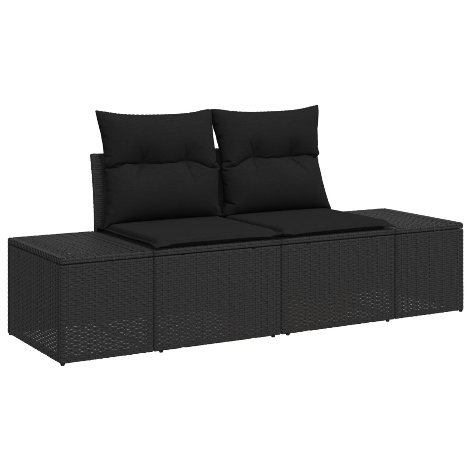 Set de sofa pentru grădină Set de 9 Negru Ratan, material textil - 3 | YEO