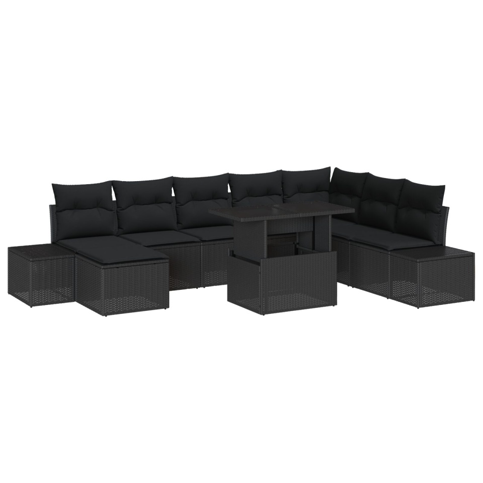 Set de Sofa pentru Grădină Set de 9 Negru - 1 | YEO